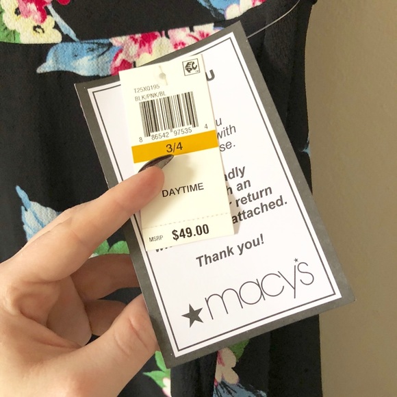 🌿 Drape Front Floral Little Black Dress - Picture 7 of 7